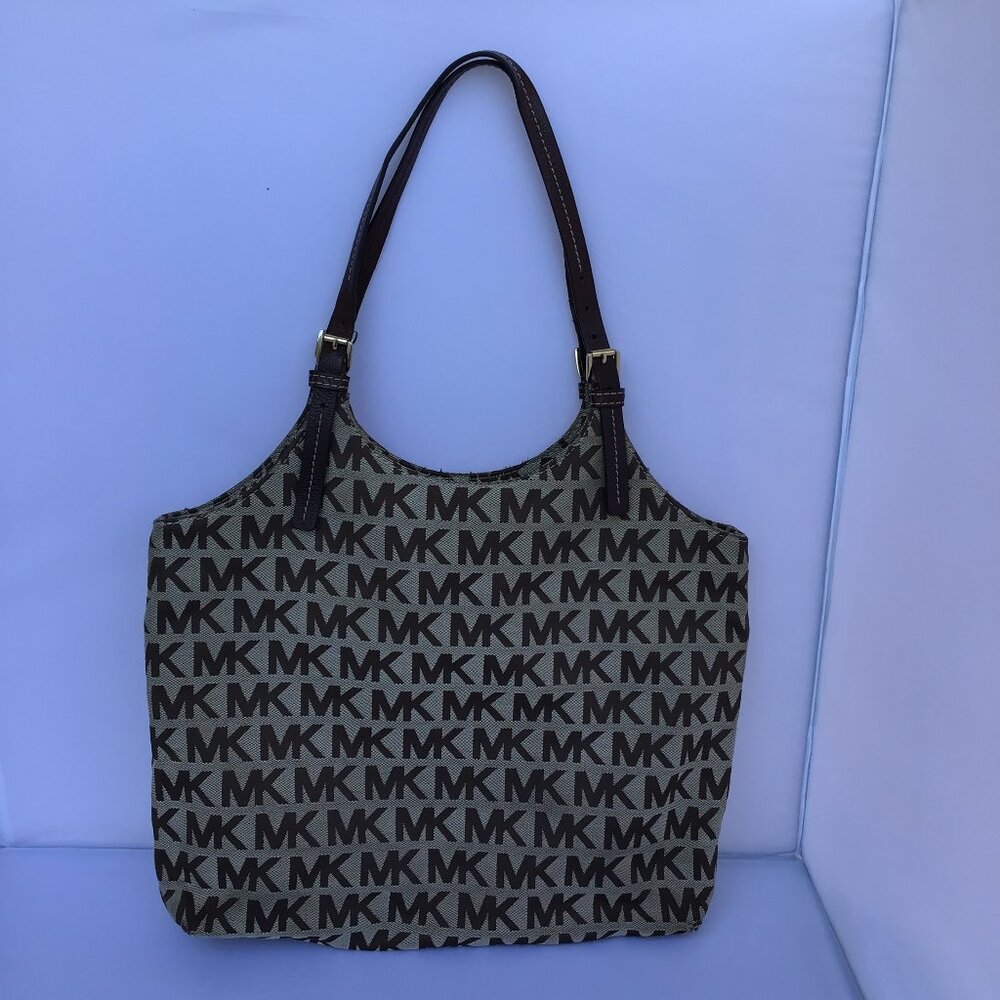 Michael Kors Brown and Black MK Logo Tote